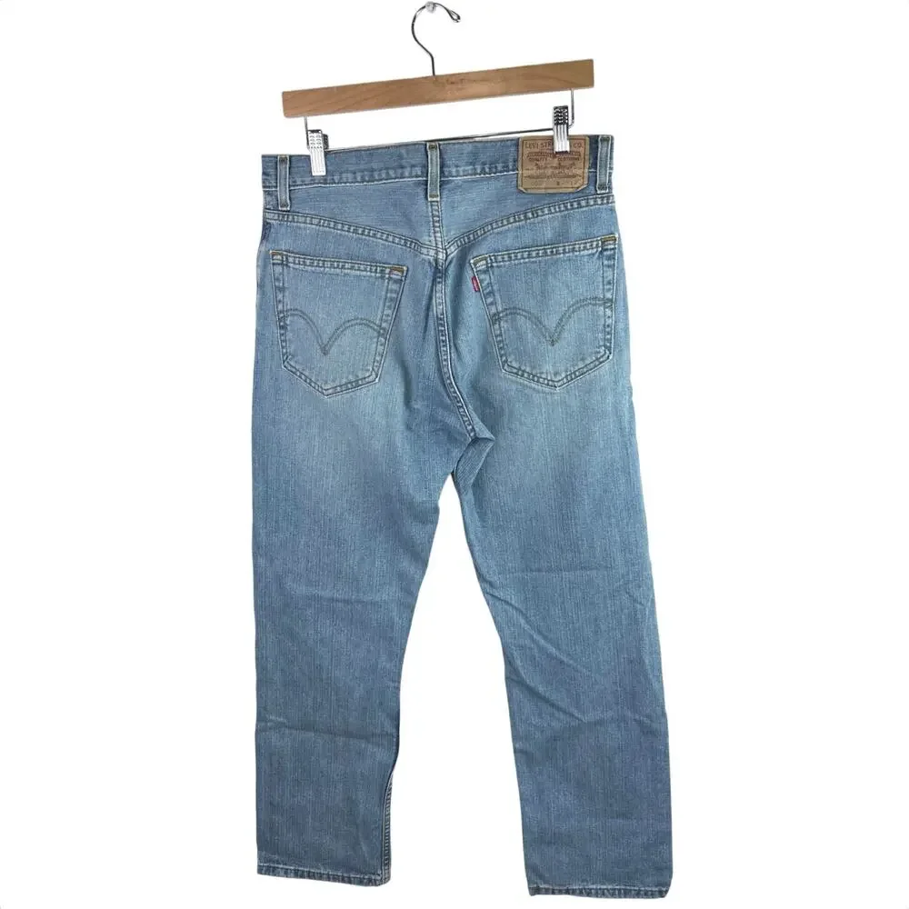 Levi's 505 Men's Blue Regular Fit Straight Leg Medium Wash Denim Jeans Pants 33